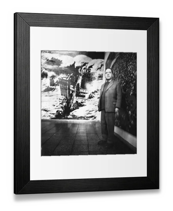 Framed Print : The artist and inventor of political photomontage John Haertfield at an exhibition of his works in 1964 in East Berlin