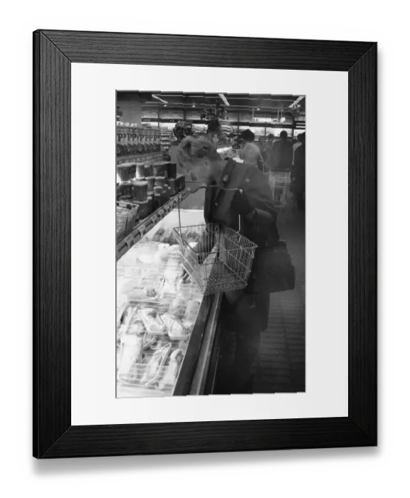 Framed Print : The work of a housewife and mother shopping for groceries at the supermarket and Aldi Framed Print : The work of a housewife and mother shopping for groceries at the supermarket and Aldi