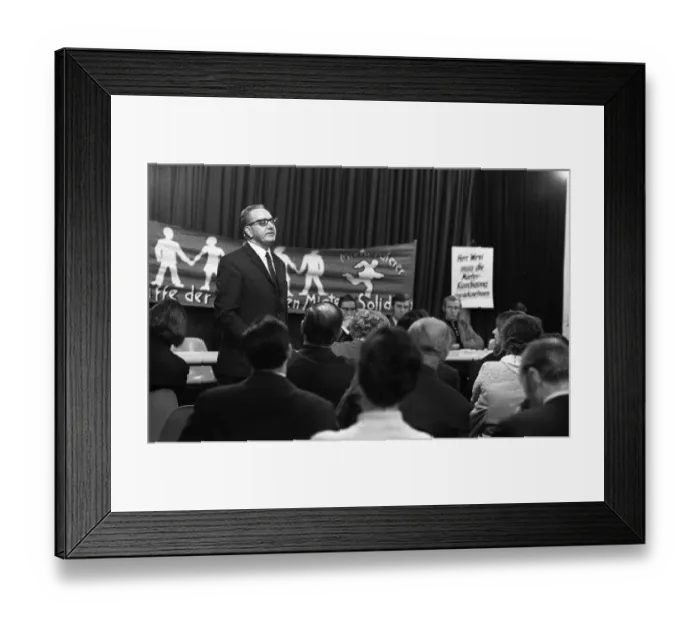 Framed Print : This meeting of affected tenants took a stand against usury in Duesseldorf