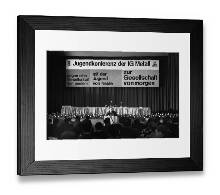 Framed Print : The 8th Youth Conference of the Industrial Union of Metal (IGM) on the Society of Tomorrow on 09 Framed Print : The 8th Youth Conference of the Industrial Union of Metal (IGM) on the Society of Tomorrow on 09