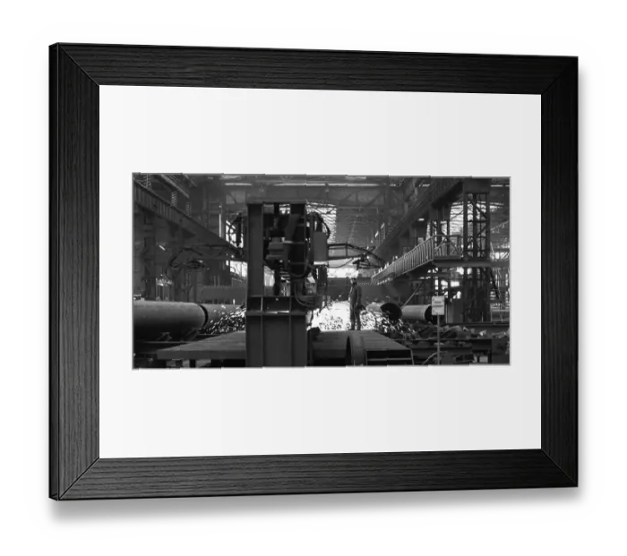 Framed Print : The Thyssen pipe mill, here in Duisburg in 1968