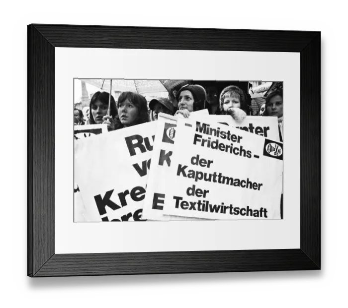 Framed Print : The Textile and Garment Workers Union (GTB) demonstrated in Bonn with about 10