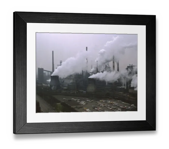 Framed Print : Ruhr area. The Thyssen-Krupp steelworks from the roof of the Thyssen skyscraper on 2