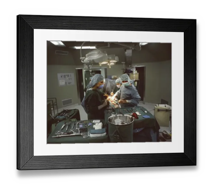 Framed Print : This intestinal surgery of a rare intestinal disease under the direction of the head physician Dr- Zerbian in a