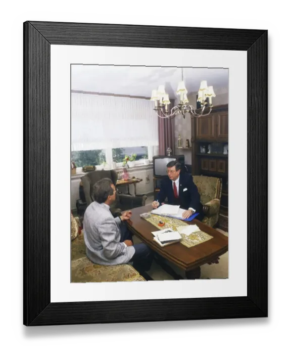 Framed Print : Dortmund Insurance representative of the Allianz insurance company at the house visit on 14 5 1987 Framed Print : Dortmund Insurance representative of the Allianz insurance company at the house visit on 14 5 1987