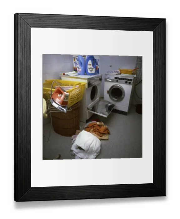 Framed Print : Iserlohn. Symbol photo Washing and drying with machines 1982 Framed Print : Iserlohn. Symbol photo Washing and drying with machines 1982