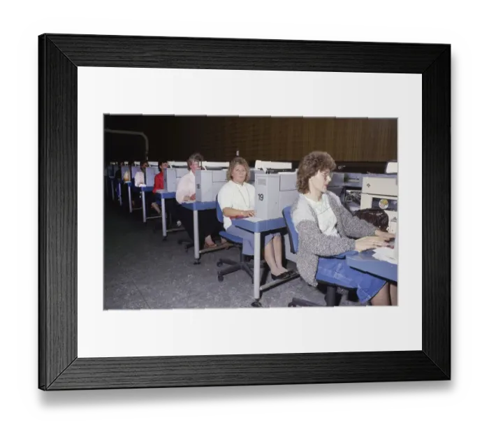 Framed Print : Hagen. Main post office. Mainly woman's jobs in letter distribution