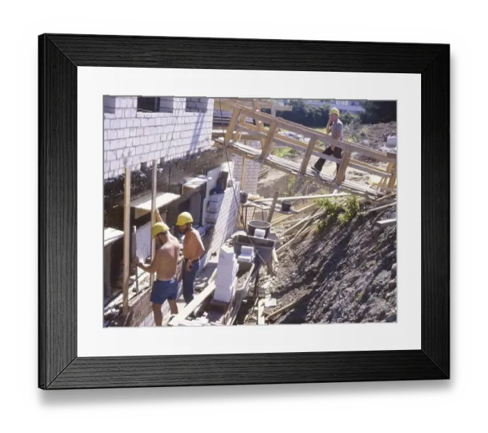 Framed Print : Iserlohn. Construction worker at a building project on 6 Framed Print : Iserlohn. Construction worker at a building project on 6