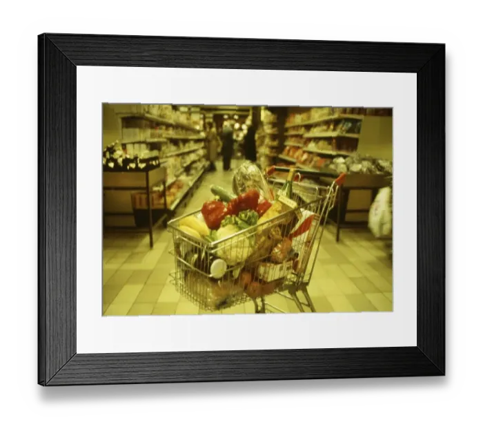 Framed Print : Dortmund. Customers shopping in a Sopermarkt in 1982 Framed Print : Dortmund. Customers shopping in a Sopermarkt in 1982