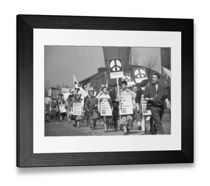 Framed Print : The 1962 Easter march, here the Easter march Ruhr 62 on 21