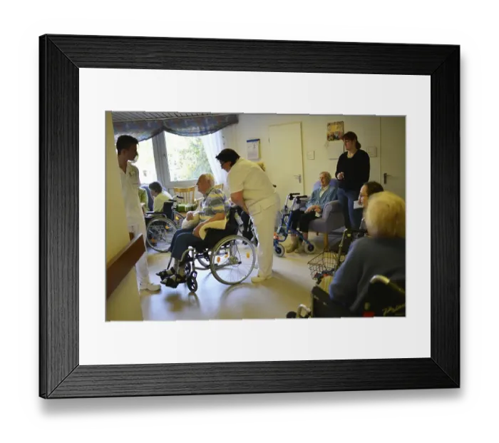 Framed Print : Exemplary care in old people's homes