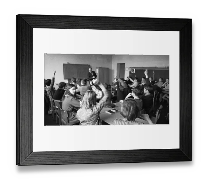 Framed Print : Pupil and teacher in a secondary school in Bochum in 1965 Framed Print : Pupil and teacher in a secondary school in Bochum in 1965