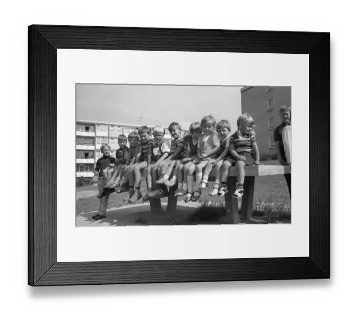 Framed Print : Children's playground in the Dortmund district of Scharnhorst on 4 Framed Print : Children's playground in the Dortmund district of Scharnhorst on 4