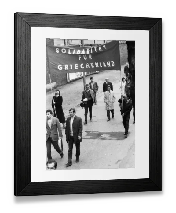 Framed Print : A demonstration with folklore elements in Duesseldorf on 25