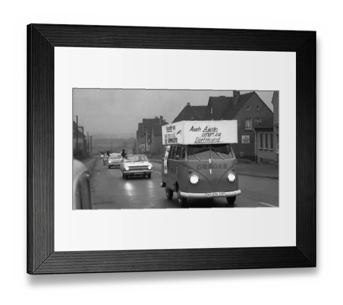 Framed Print : In a motorcade, here in 1968 in Dortmund-Oespel