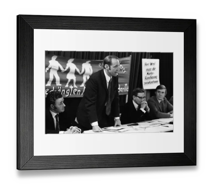 Framed Print : This meeting of affected tenants took a stand against usury in Duesseldorf