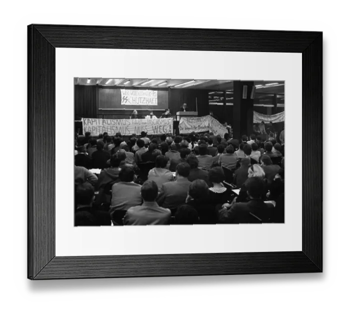 Framed Print : The Ruhr Action against the Emergency Laws in 1968 turned against the emergency legislation with numerous local actions
