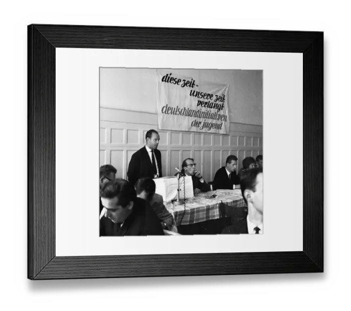 Framed Print : Police action against communists prior to the founding of the German Communist Party (DKP) at a communist meeting ca