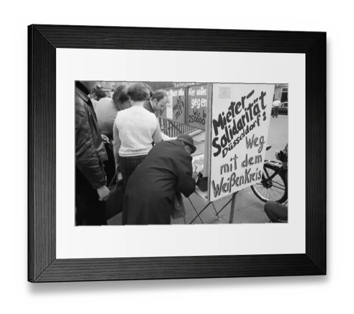 Framed Print : Tenants protest with a collection of signatures Framed Print : Tenants protest with a collection of signatures