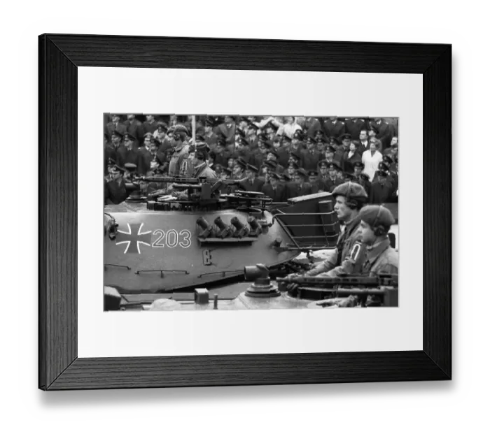 Framed Print : Parade of the Bundeswehr on the 20th anniversary of the founding of NATO in April 1969 at Dortmund Airport