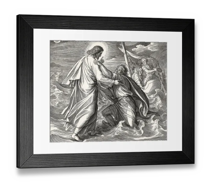 Framed Print : Jesus walking on the water, New Testament Framed Print : Jesus walking on the water, New Testament