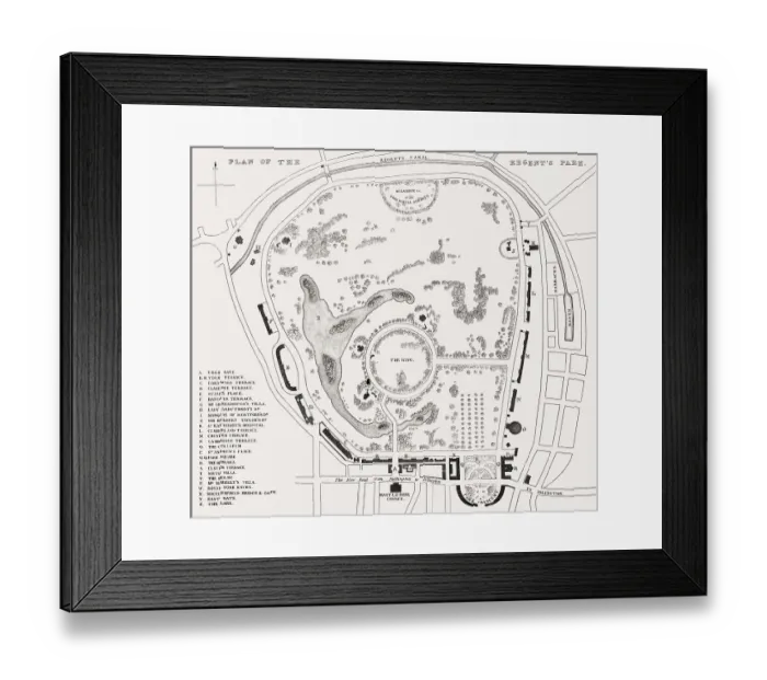 Framed Print : Plan of the Regent's Park, London