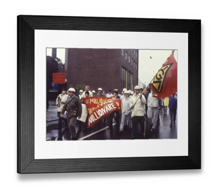 Framed Print : Ruhr area: Steelworkers demonstrate for secure jobs in the Ruhr area