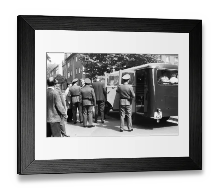 Framed Print : Police action against communists prior to the founding of the German Communist Party (DKP) at a communist meeting ca