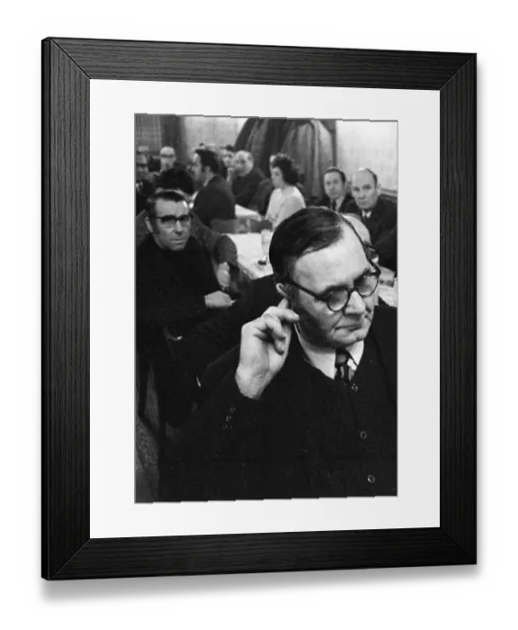 Framed Print : Concerned faces predominate at the tenants protest meeting of RAG (Ruhrkohle AG) tenants on 1