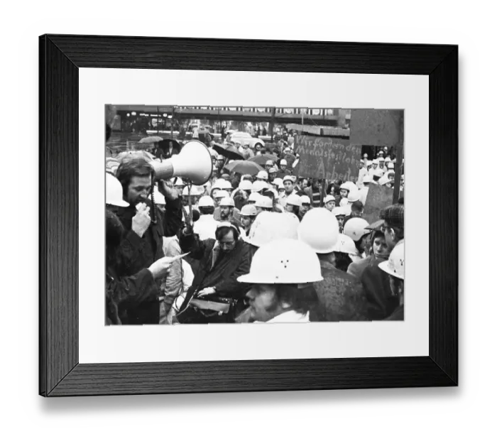 Framed Print : With a spontaneous strike and demonstration