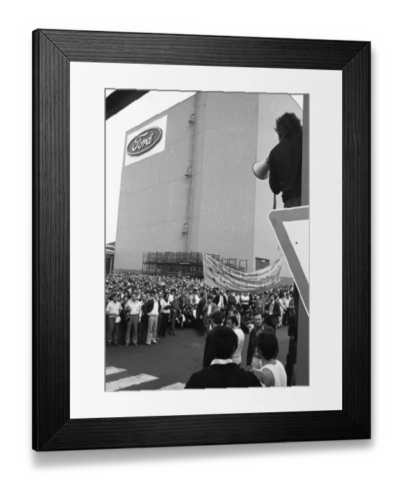 Framed Print : The strike at the Ford factory