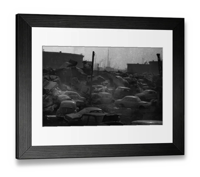 Framed Print : Pile of scrap cars on 25. 2. 1972 in Duisburg