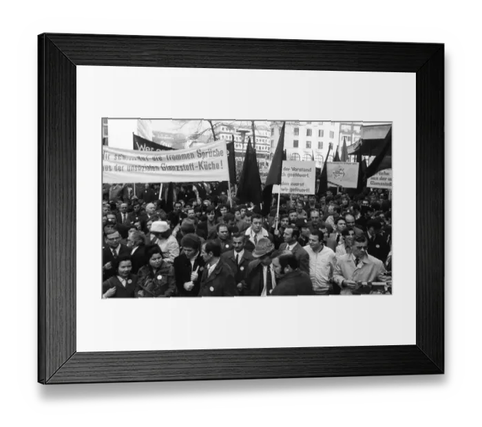 Framed Print : 2000 workers, employees and relatives demonstrated in Wuppertal on 18
