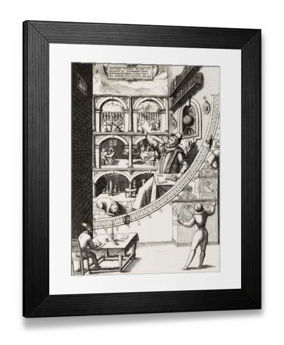 Framed Print : Tycho's Wall Quadrant, Tycho Brahe in his Uraniborg observatory