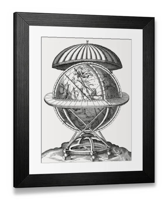 Framed Print : Celestrial globe, after Tycho Brahe Astronomiae instauratae mechanica Framed Print : Celestrial globe, after Tycho Brahe Astronomiae instauratae mechanica