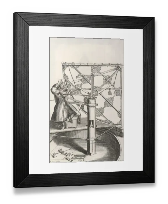 Framed Print : Observing the sky with a brass sextant