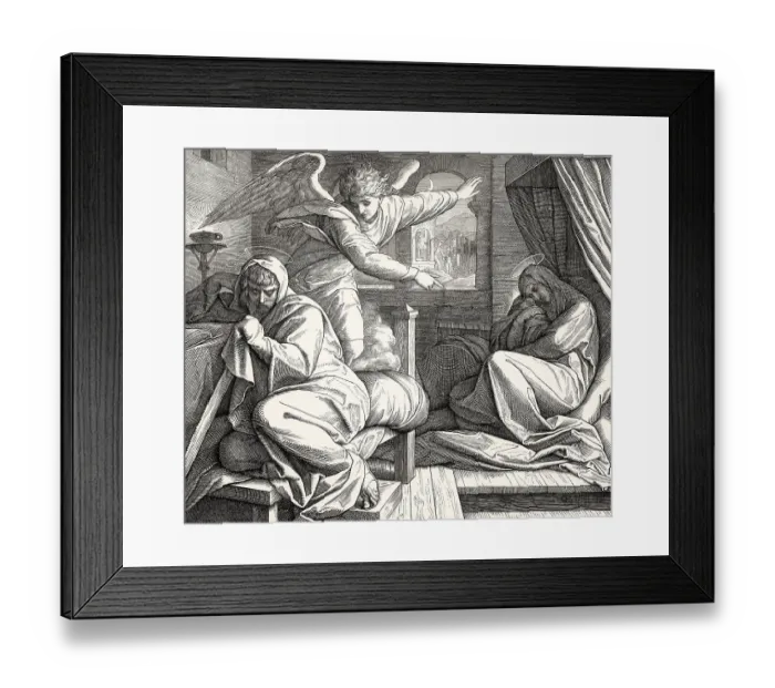 Framed Print : Angel Warns Joseph to leave Bethlehem and flee to Egypt Framed Print : Angel Warns Joseph to leave Bethlehem and flee to Egypt