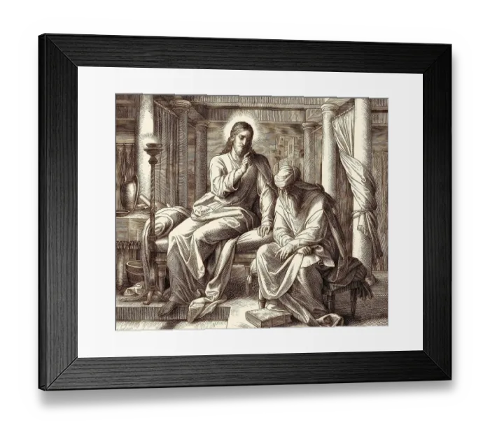 Framed Print : Nicodemus talking to Jesus, New Testament Framed Print : Nicodemus talking to Jesus, New Testament