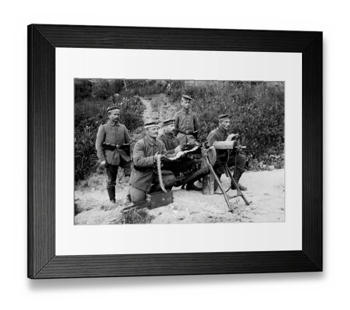 Framed Print : Five soldiers at the machine gun