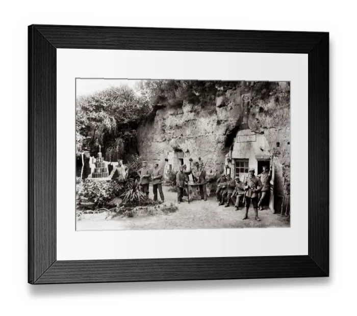 Framed Print : Soldiers in front of the bunker