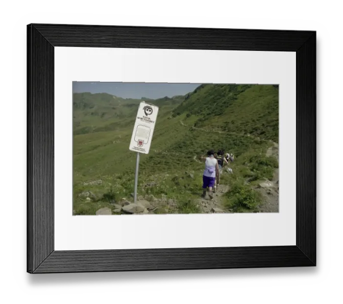 Framed Print : Breganz. Mountain hikers of a German hiking group on a hut hike in the Silvretta on 10
