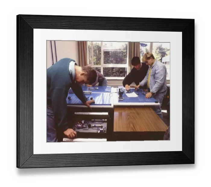 Framed Print : Ruhr area. Teaching in theory and practice at a vocational school ca