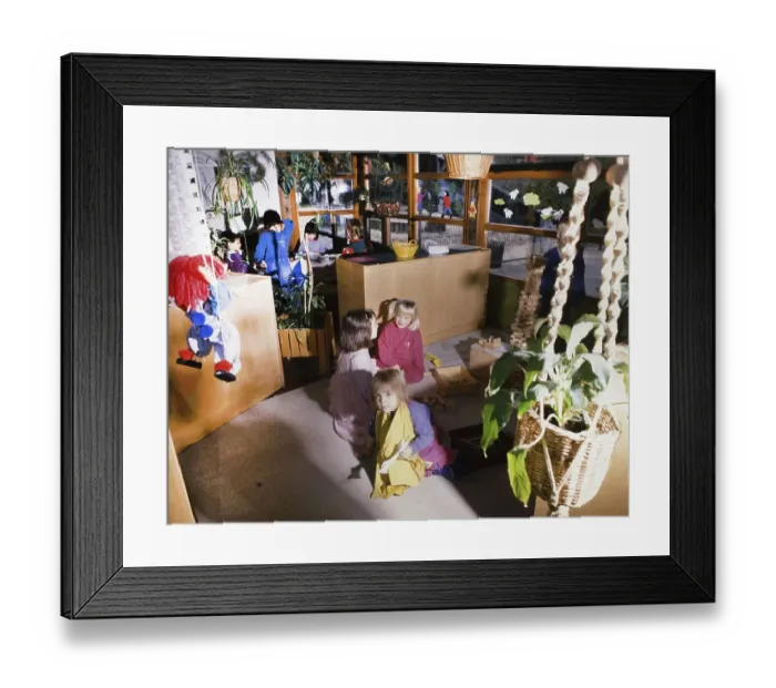 Framed Print : Dortmund. Kindergarten with care for children of age (pre-school) and pupils with chores in 1990