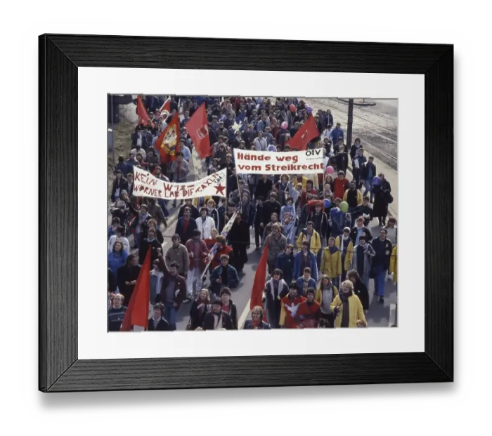 Framed Print : Dortmund. DGB demonstration against amendment of §116 on the right to strike on 8