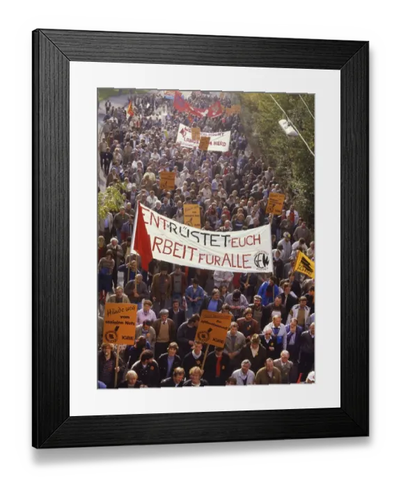 Framed Print : Ruhr District Demonstration of the Mining and Energy Workers Union for the Preservation of Coal Jobs ca 1986-7