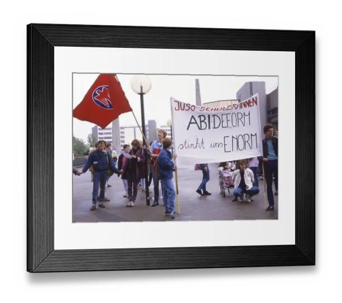 Framed Print : Dortmund Pupils protest on Abi reform on 12 6 1987