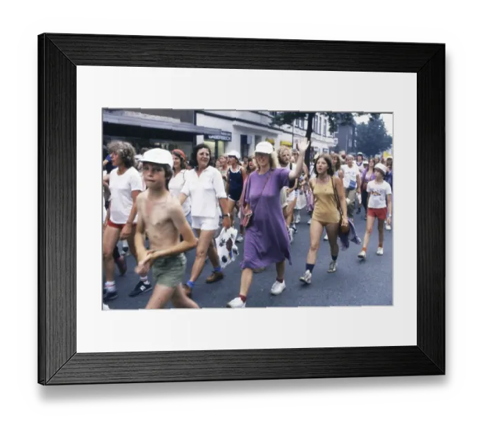 Framed Print : Duesseldorf. Women's demo. Lesbian group. 1981