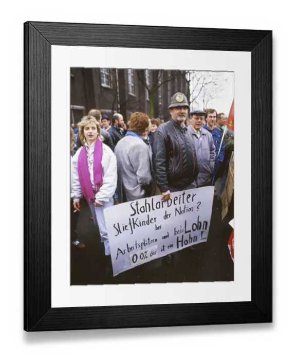 Framed Print : Hagen. Protest by steelworkers on warning strike
