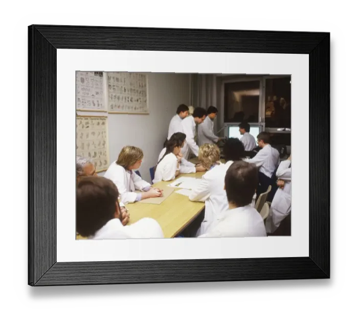 Framed Print : Lueden scheid. Hospital. Hospital doctors at meeting on 16