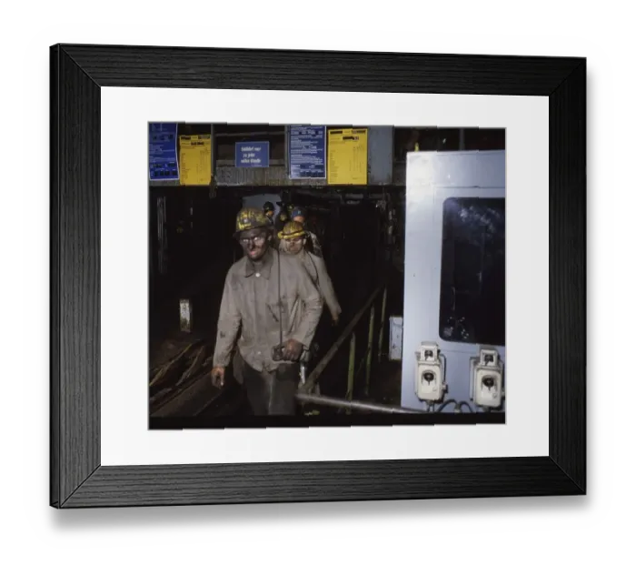 Framed Print : Dortmund. Shift change at a Dortmund colliery in 1988